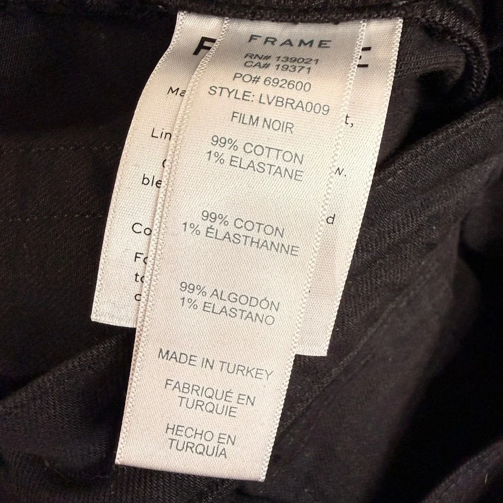 Frame Le Vintage Bermuda Womens 30 Pre-Owned Shorts Black Raw Hem Denim Stretch